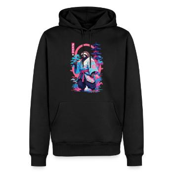 Samurai Sloth Aesthetic Vaporwave Style - Men’s Premium Organic Hoodie - black - Front - Nico (187cm)