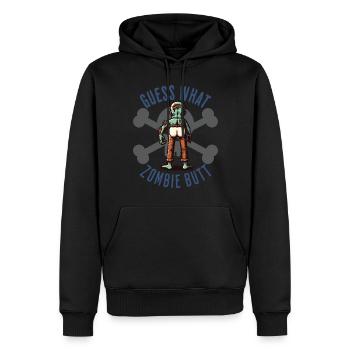 Halloween, devinez quelle surprise de fesse de zombie - Sweat à capuche Premium bio Homme - noir - Devant - Nico (187cm)