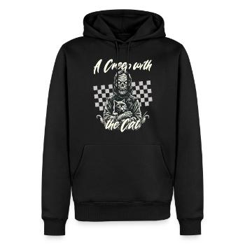 gruseliHalloween: A scary with the cat - Men’s Premium Organic Hoodie - black - Front - Nico (187cm)