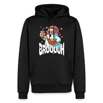 Unheimliches Halloween Gespenst Bruh - Männer Premium Bio Hoodie - Schwarz - Vorne - Nico (187cm)
