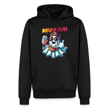 Cooles Halloween Gespenst Sagt Bruh - Männer Premium Bio Hoodie - Schwarz - Vorne - Nico (187cm)