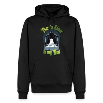Funny Halloween Saying: There's Sheet In My Bed - Men’s Premium Organic Hoodie - black - Front - Nico (187cm)