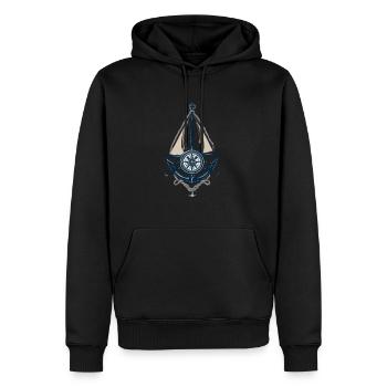Capitaine volant ancre voilier illustration - Sweat à capuche Premium bio Homme - noir - Devant - Nico (187cm)