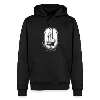 Aventure maritime voilier illustration - Sweat à capuche Premium bio Homme - noir - Devant - Nico (187cm)