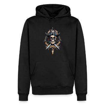 Drapeaux de pirate crâne Jolly Roger costume de pirate - Sweat à capuche Premium bio Homme - noir - Devant - Nico (187cm)