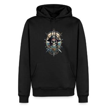 Drapeaux de pirate crâne Jolly Roger costume de pirate - Sweat à capuche Premium bio Homme - noir - Devant - Nico (187cm)