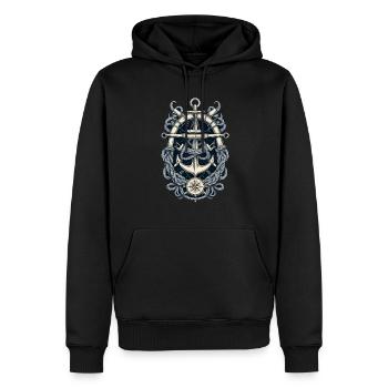 Conception esthétique de l’ancrage - Sweat à capuche Premium bio Homme - noir - Devant - Nico (187cm)
