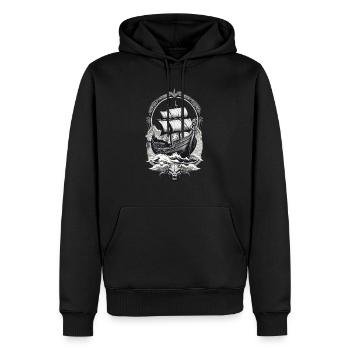 Voyage viking aventureux en haute mer - Sweat à capuche Premium bio Homme - noir - Devant - Nico (187cm)