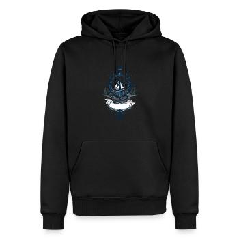 Capitaine Volant Ancre Voilier Aventure - Sweat à capuche Premium bio Homme - noir - Devant - Nico (187cm)