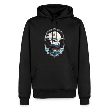 Motif de voilier aventureux - Sweat à capuche Premium bio Homme - noir - Devant - Nico (187cm)