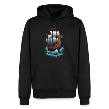 Wikinger Drachenboot Auf Hoher See - Männer Premium Bio Hoodie - Schwarz - Vorne - Nico (187cm)