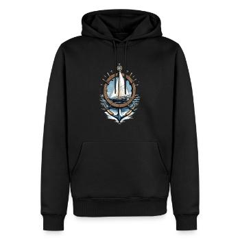 Capitaine Volant Ancre Voilier Aventure - Sweat à capuche Premium bio Homme - noir - Devant - Nico (187cm)