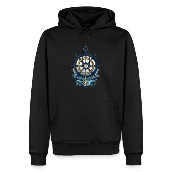 Capitaine Volant et Anchor Adventure - Sweat à capuche Premium bio Homme - noir - Devant - Nico (187cm)