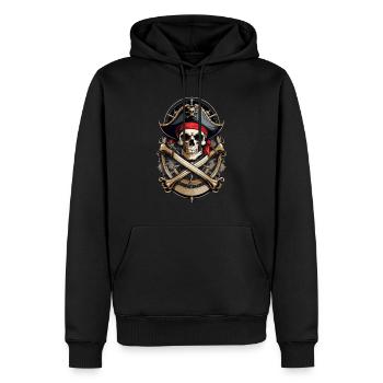 Piratenflaggen Skull Jolly Roger Pirat Kostüm - Männer Premium Bio Hoodie - Schwarz - Vorne - Nico (187cm)