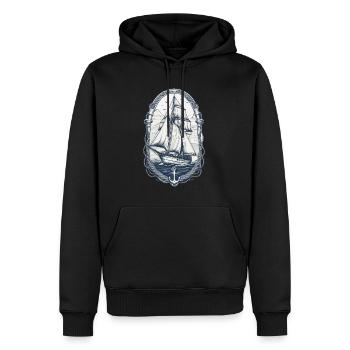 Elegante Segelschiff Abenteuer Motiv - Männer Premium Bio Hoodie - Schwarz - Vorne - Nico (187cm)
