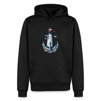 Phare Hobby Pêcheur Marin Amoureux de la mer - Sweat à capuche Premium bio Homme - noir - Devant - Nico (187cm)