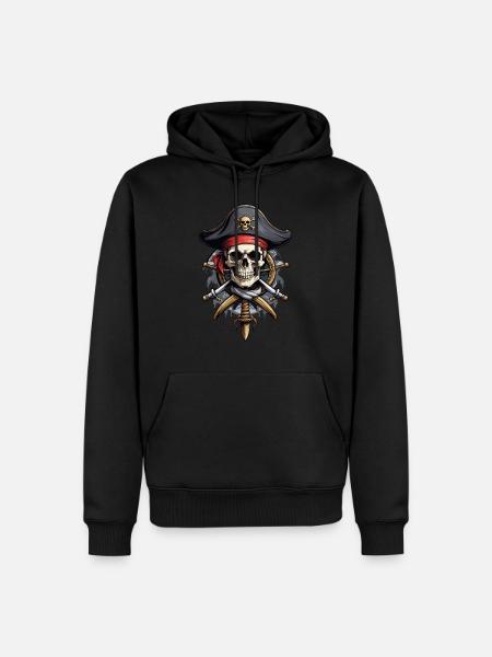 Drapeaux de pirate crâne Jolly Roger costume de pirate - Sweat à capuche Premium bio Homme - noir