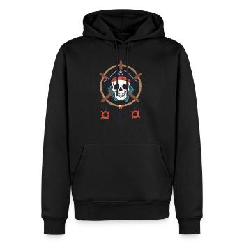 Drôle de Pirate Tenue Jolly Roger Design - Sweat à capuche Premium bio Homme - noir - Devant - Nico (187cm)
