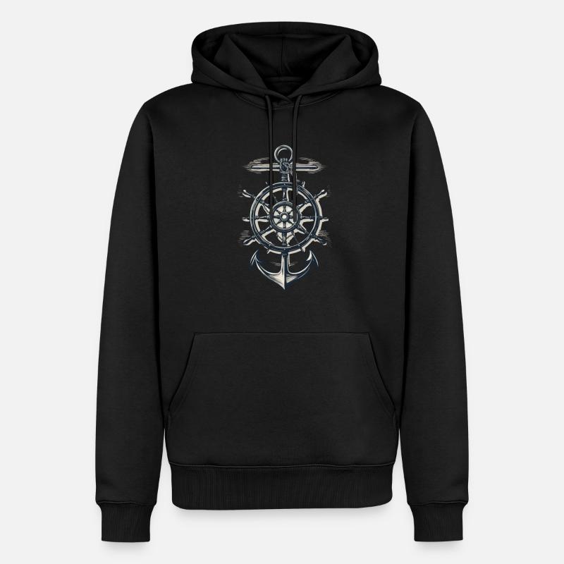 Maritimer Kompass Anker Symbol - Männer Premium Bio Hoodie - Schwarz