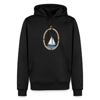 Marins Aventure Navigation maritime - Sweat à capuche Premium bio Homme - noir - Devant - Nico (187cm)