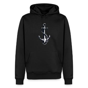 Vintage Anker Design Hobby Fischer Seefahrer - Männer Premium Bio Hoodie - Schwarz - Vorne - Nico (187cm)
