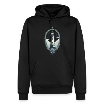 Phare Hobby Pêcheur Marin Amoureux de la mer - Sweat à capuche Premium bio Homme - noir - Devant - Nico (187cm)