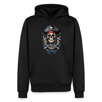 Piraten Kostüm Design Piratenflagge Jolly Roger - Männer Premium Bio Hoodie - Schwarz - Vorne - Nico (187cm)
