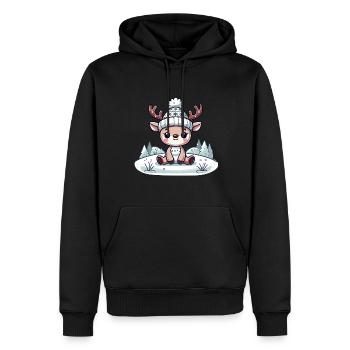 Mignon renne dans la neige Noël - Sweat à capuche Premium bio Homme - noir - Devant - Nico (187cm)