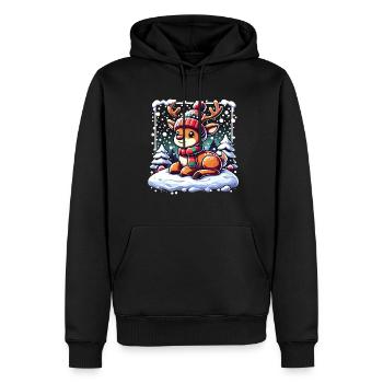 Mignon Renne Noël Hiver Neige - Sweat à capuche Premium bio Homme - noir - Devant - Nico (187cm)