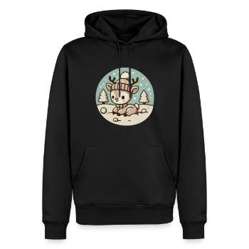 Weihnachten Rentier Illustration Winter - Männer Premium Bio Hoodie - Schwarz - Vorne - Nico (187cm)