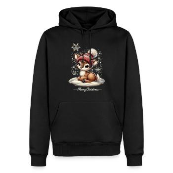 Renne Vintage Noël Joyeux Noël Doux - Sweat à capuche Premium bio Homme - noir - Devant - Nico (187cm)