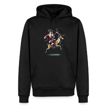 Rodéo du Père Noël cow-boy sur renne - Sweat à capuche Premium bio Homme - noir - Devant - Nico (187cm)