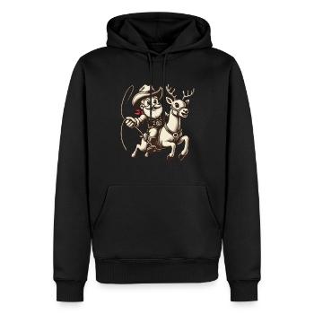 Aventure du Père Noël cow-boy - Sweat à capuche Premium bio Homme - noir - Devant - Nico (187cm)