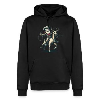 Aventure du cavalier cow-boy du Père Noël - Sweat à capuche Premium bio Homme - noir - Devant - Nico (187cm)