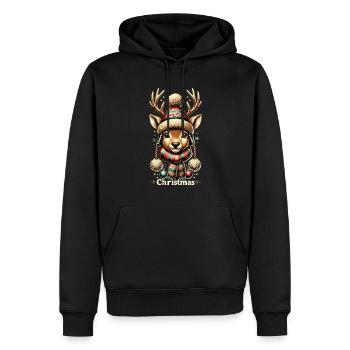 Adorable design vintage avec de mignons rennes - Sweat à capuche Premium bio Homme - noir - Devant - Nico (187cm)