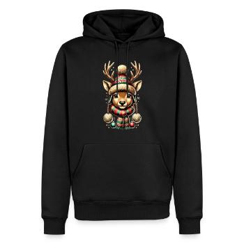 Niedliches Rentier Mit Mütze Weihnachten Vintage - Männer Premium Bio Hoodie - Schwarz - Vorne - Nico (187cm)