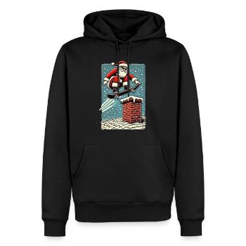 Planche à roulettes de Noël Cheminée du Père Noël - Sweat à capuche Premium bio Homme - noir - Devant - Nico (187cm)