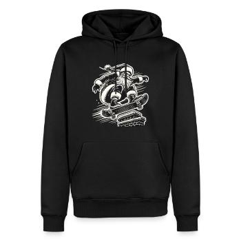 Noël Père Noël Skateboard Style Streetwear - Sweat à capuche Premium bio Homme - noir - Devant - Nico (187cm)