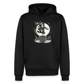 Noël Patineur Père Noël Style Streetwear - Sweat à capuche Premium bio Homme - noir - Devant - Nico (187cm)