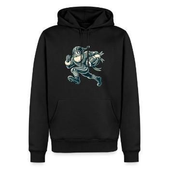 Père Noël jouant au football - Sweat à capuche Premium bio Homme - noir - Devant - Nico (187cm)