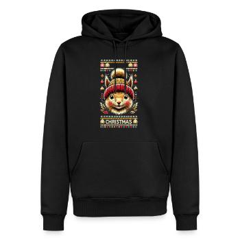 Fröhliche Weihnachten Mit Niedlichem Eichhörnchen - Männer Premium Bio Hoodie - Schwarz - Vorne - Nico (187cm)