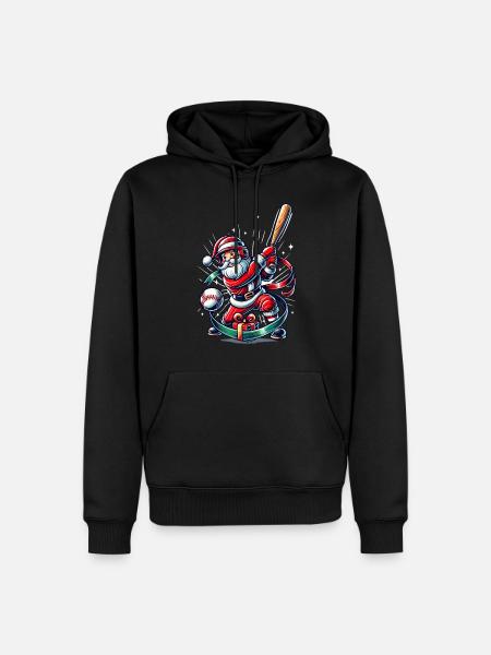 Santa Claus Playing Baseball Motif - Men’s Premium Organic Hoodie - black