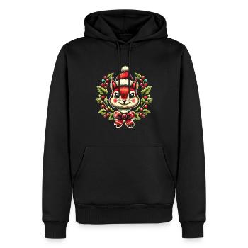 Joyeux écureuil Noël Festif - Sweat à capuche Premium bio Homme - noir - Devant - Nico (187cm)