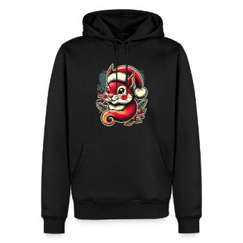 Joyeux Noël écureuil avec chapeau et - Sweat à capuche Premium bio Homme - noir - Devant - Nico (187cm)