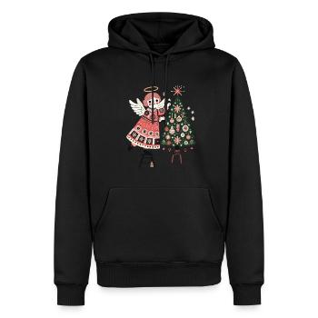 L’ange décore le sapin de Noël en vintage - Sweat à capuche Premium bio Homme - noir - Devant - Nico (187cm)