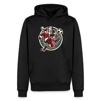 Weihnachtsmann Fußballspieler Design - Männer Premium Bio Hoodie - Schwarz - Vorne - Nico (187cm)