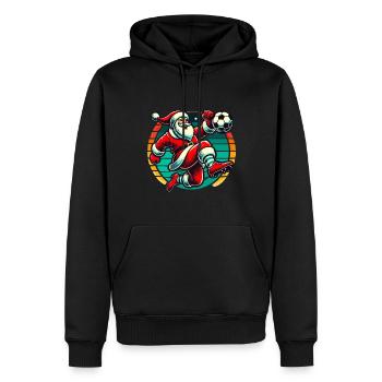 Football de Noël jouant au Père Noël - Sweat à capuche Premium bio Homme - noir - Devant - Nico (187cm)