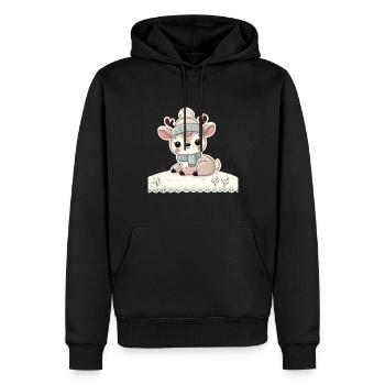 Bezauberndes Vintage Design Mit Rentier Und Schnee - Männer Premium Bio Hoodie - Schwarz - Vorne - Nico (187cm)