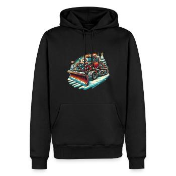 Winter Christmas Snow Removal Machine Vehicle - Men’s Premium Organic Hoodie - black - Front - Nico (187cm)