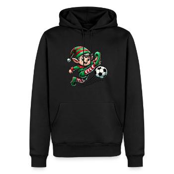 Aventure de football elfe de Noël - Sweat à capuche Premium bio Homme - noir - Devant - Nico (187cm)
